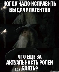 когда надо исправить выдачу патентов что еще за актуальность ролей блять?