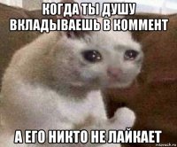 когда ты душу вкладываешь в коммент а его никто не лайкает