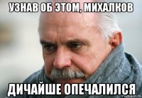 узнав об этом, михалков дичайше опечалился