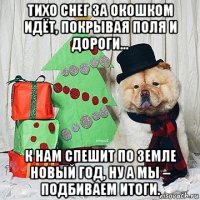 тихо снег за окошком идёт, покрывая поля и дороги… к нам спешит по земле новый год, ну а мы – подбиваем итоги.