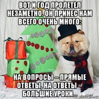 вот и год пролетел незаметно. он принес нам всего очень много: на вопросы – прямые ответы, на ответы – большие уроки…