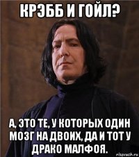крэбб и гойл? а, это те, у которых один мозг на двоих, да и тот у драко малфоя.