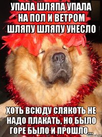 упала шляпа упала на пол и ветром шляпу шляпу унесло хоть всюду слякоть не надо плакать, но было горе было и прошло...