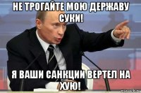 не трогайте мою державу суки! я ваши санкции вертел на хую!