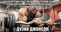 идеала не существует, но надрывать свою задницу, чтобы достичь его, надо... это ведет к успеху. #стремиськвеличию ©дуэйн джонсон
