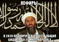 кефиры, в 2020 планируется довести общий бюджет до 25 миллиардов $