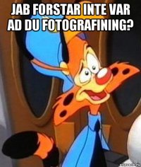 jab forstar inte var ad du fotografining? 