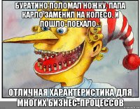 буратино поломал ножку. папа карло заменил на колесо. и пошло-поехало... отличная характеристика для многих бизнес-процессов