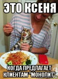 это ксеня когда предлагает клиентам "монолит"