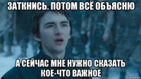 заткнись. потом всё объясню а сейчас мне нужно сказать кое-что важное