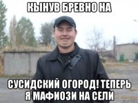 кынув бревно на сусидский огород! теперь я мафиози на сели