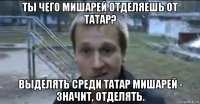 ты чего мишарей отделяешь от татар? выделять среди татар мишарей - значит, отделять.