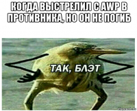 когда выстрелил с awp в противника, но он не погиб 