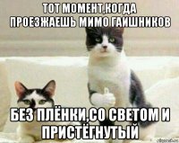 тот момент,когда проезжаешь мимо гаишников без плёнки,со светом и пристёгнутый