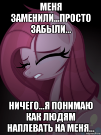 меня заменили...просто забыли... ничего...я понимаю как людям наплевать на меня...