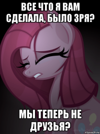 все что я вам сделала, было зря? мы теперь не друзья?
