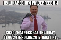 пушкарёв игорь сергеевич сизо "матросская тишина", 01.06.2016 - 01.06.2017. ваш пис.