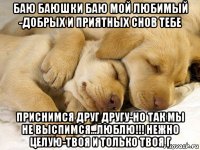 баю баюшки баю мой любимый -добрых и приятных снов тебе приснимся друг другу-но так мы не выспимся...люблю!!! нежно целую-твоя и только твоя г