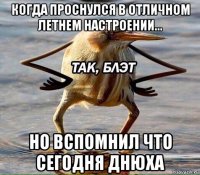 когда проснулся в отличном летнем настроении... но вспомнил что сегодня днюха