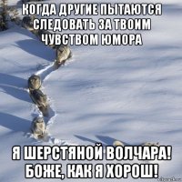когда другие пытаются следовать за твоим чувством юмора я шерстяной волчара! боже, как я хорош!