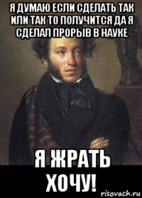 я думаю если сделать так или так то получится да я сделал прорыв в науке я жрать хочу!