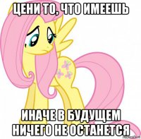 цени то, что имеешь иначе в будущем ничего не останется