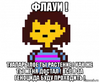 флауи ! туапарылое ты растение ! как же ты меня достал ! всё я за геноцида буду проходить !