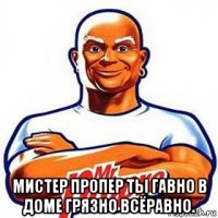  мистер пропер ты гавно в доме грязно всёравно.