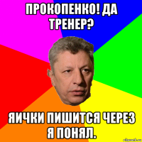 прокопенко! да тренер? яички пишится через я понял.
