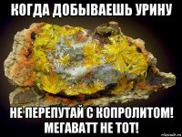 когда добываешь урину не перепутай с копролитом! мегаватт не тот!