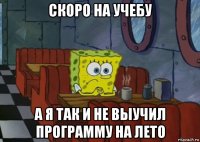 скоро на учебу а я так и не выучил программу на лето
