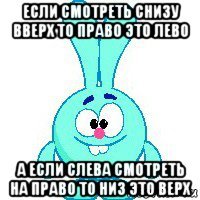 если смотреть снизу вверх то право это лево а если слева смотреть на право то низ это верх