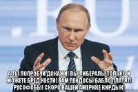  а ты попробуй докажи! вы либералы только и можете бред нести! вам пендосы бабло платят! русофобы! скоро вашей америке кирдык!
