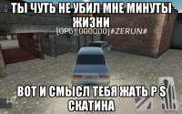 ты чуть не убил мне минуты жизни вот и смысл тебя жать p s скатина