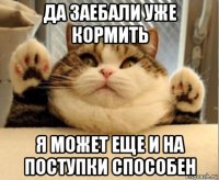 да заебали уже кормить я может еще и на поступки способен