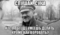 слушай, сука а что ты еще умеешь делать, кроме как воровать?