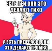 есть геи,они это делают тихо а есть пидерасы,они это делают громко