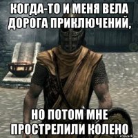 когда-то и меня вела дорога приключений, но потом мне прострелили колено