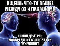 ищешь что-то общее между сх и лавашом? помни друг. рак мозга-единственное что их объединяет.