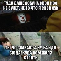 туда даже собака свой нос не сунет, не то что я свой хуй ты чо сказал? а ну-ка иди сюда! куда побежал? стоять