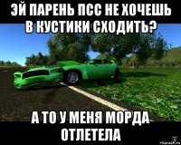 эй парень псс не хочешь в кустики сходить? а то у меня морда отлетела