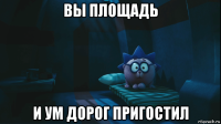 вы площадь и ум дорог пригостил