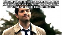 i feel sorry for castiel that he died winchesters burned him i know that he will rise and come back and i'm sorry crowley will no longer be his goodbye crowley! 