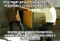 отец тащит дочь в психушку во второе отделение в 23 часа ночи в 2003 08 18 respublikinė vilniaus psichiatrijos ligoninė antras moteru skyrius parko g. 21, vilnius 11205