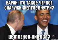 барак что такое: черное снаружи, желтое внутри? цыпленок-ниндзя?