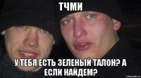 тчми у тебя есть зеленый талон? а если найдем?