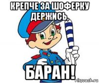 крепче за шоферку держись, баран!