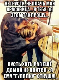 не грусти, не плачь моя красавица... я тебя об этом так прошу... пусть хоть раз ещё домой не явится - я ему "гулялку" откушу!