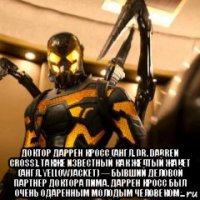  доктор даррен кросс (англ. dr. darren cross), также известный как жёлтый жакет (англ. yellowjacket) — бывший деловой партнер доктора пима. даррен кросс был очень одаренным молодым человеком...
