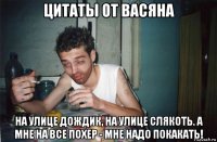 цитаты от васяна на улице дождик, на улице слякоть. а мне на все похер - мне надо покакать!